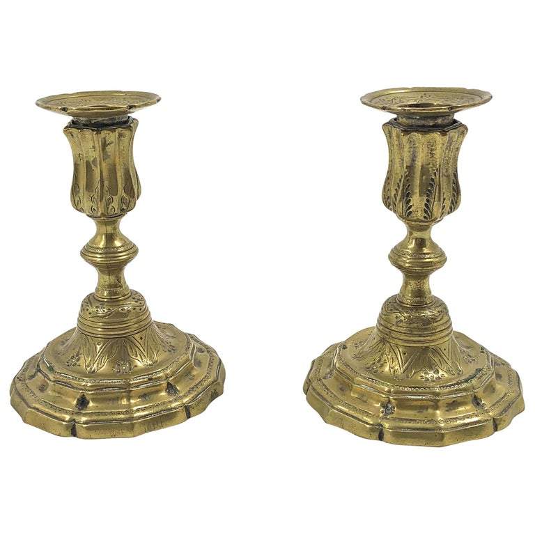 Pair of Early French Candlesticks - English Georgian America