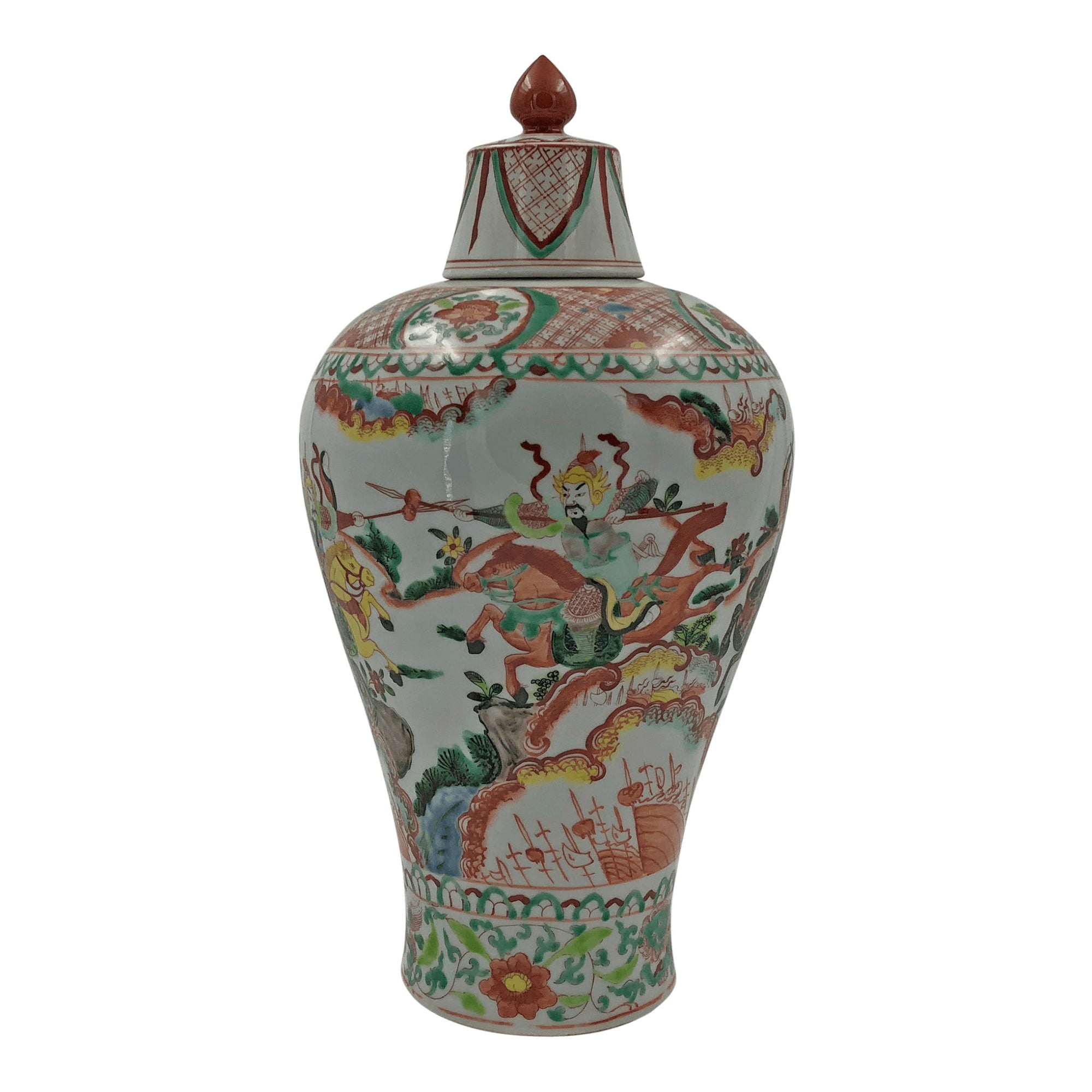 Pair of Famille Rose Warrior Jars - English Georgian America