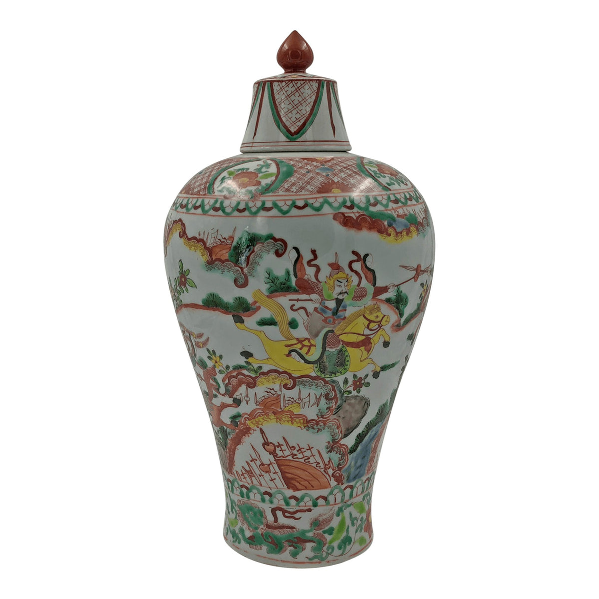 Pair of Famille Rose Warrior Jars - English Georgian America