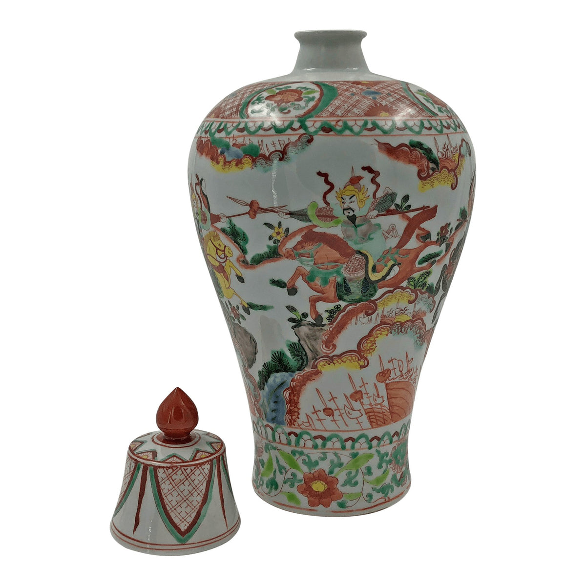 Pair of Famille Rose Warrior Jars - English Georgian America