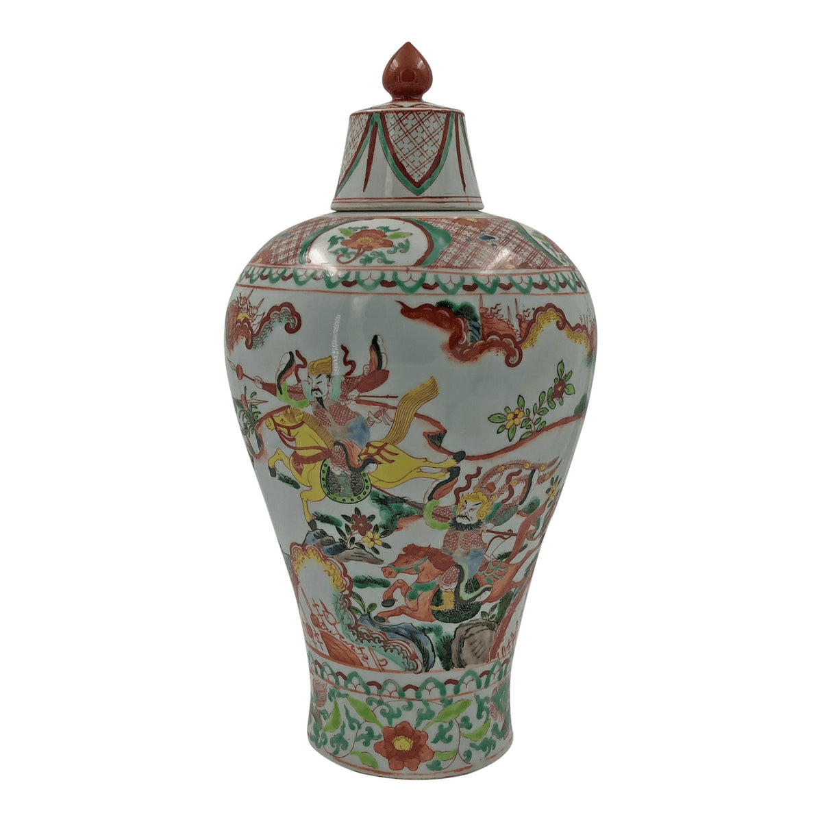 Pair of Famille Rose Warrior Jars - English Georgian America