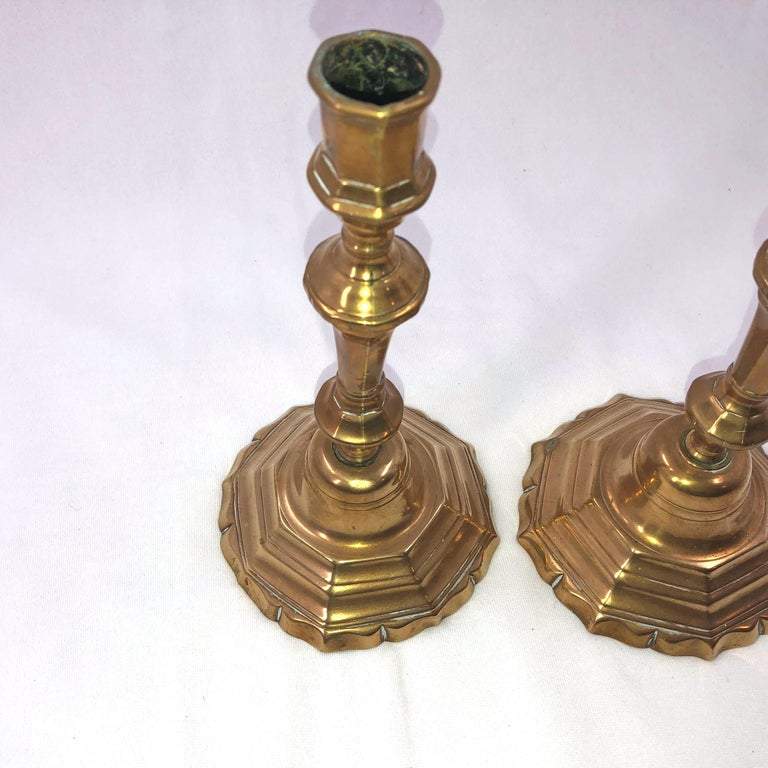 Pair of French Louis XIV Bronze Candlesticks - English Georgian America