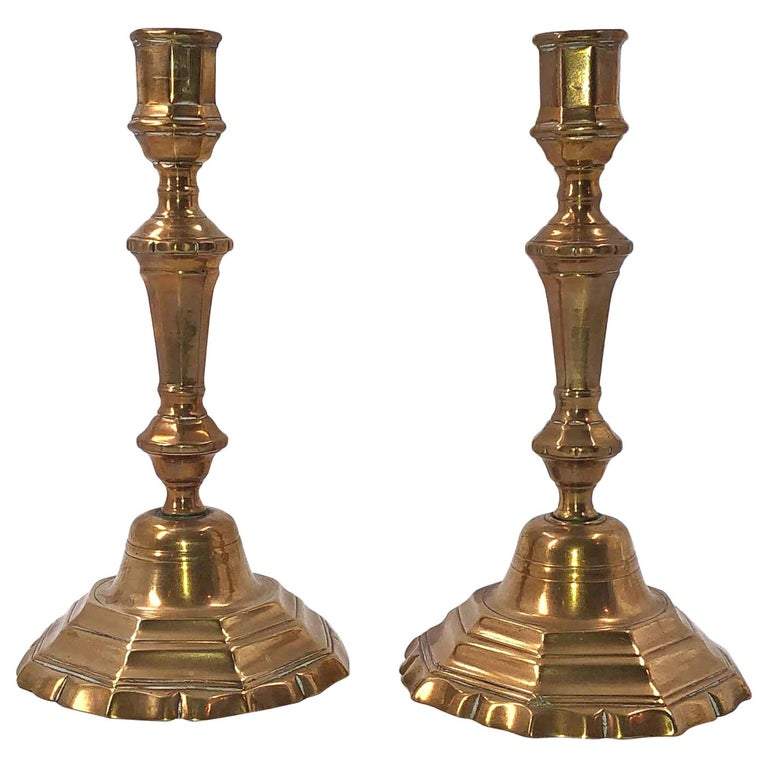 Pair of French Louis XIV Bronze Candlesticks - English Georgian America