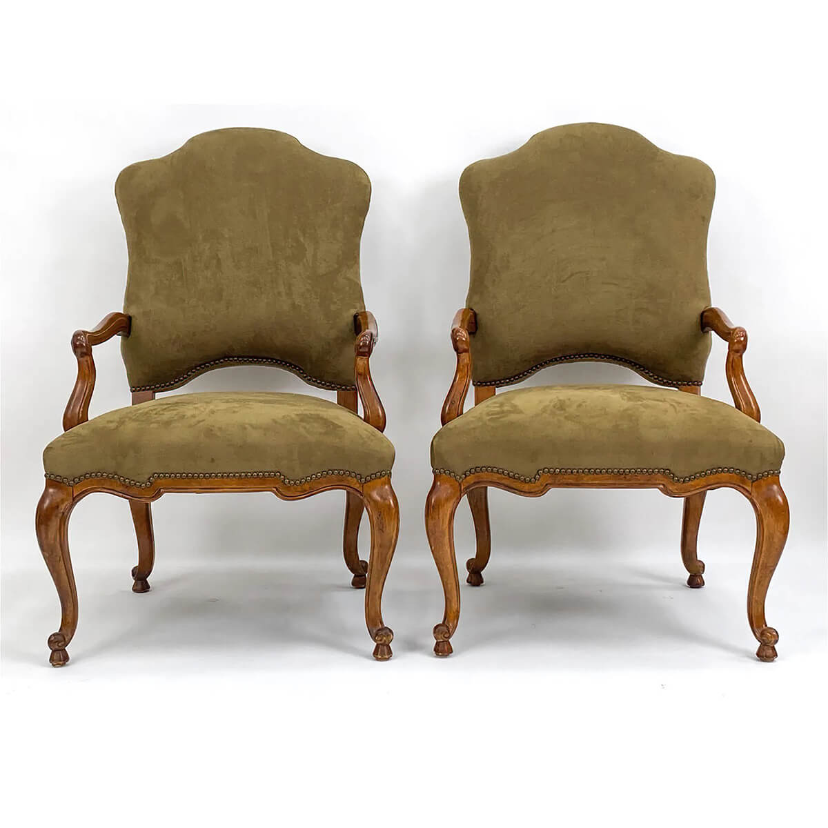 Pair of French Provincial Antique Armchairs - English Georgian America