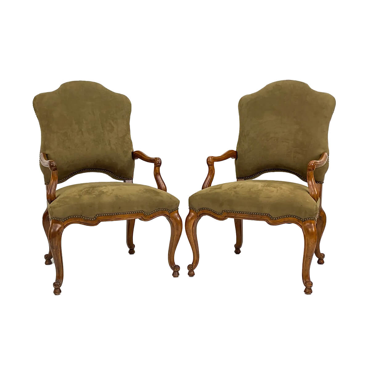 Pair of French Provincial Antique Armchairs - English Georgian America
