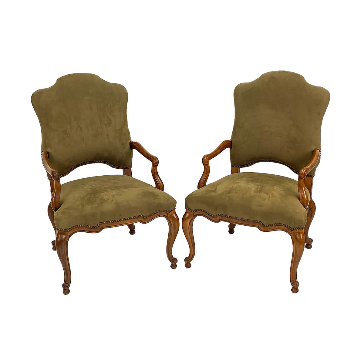 Pair of French Provincial Antique Armchairs - English Georgian America