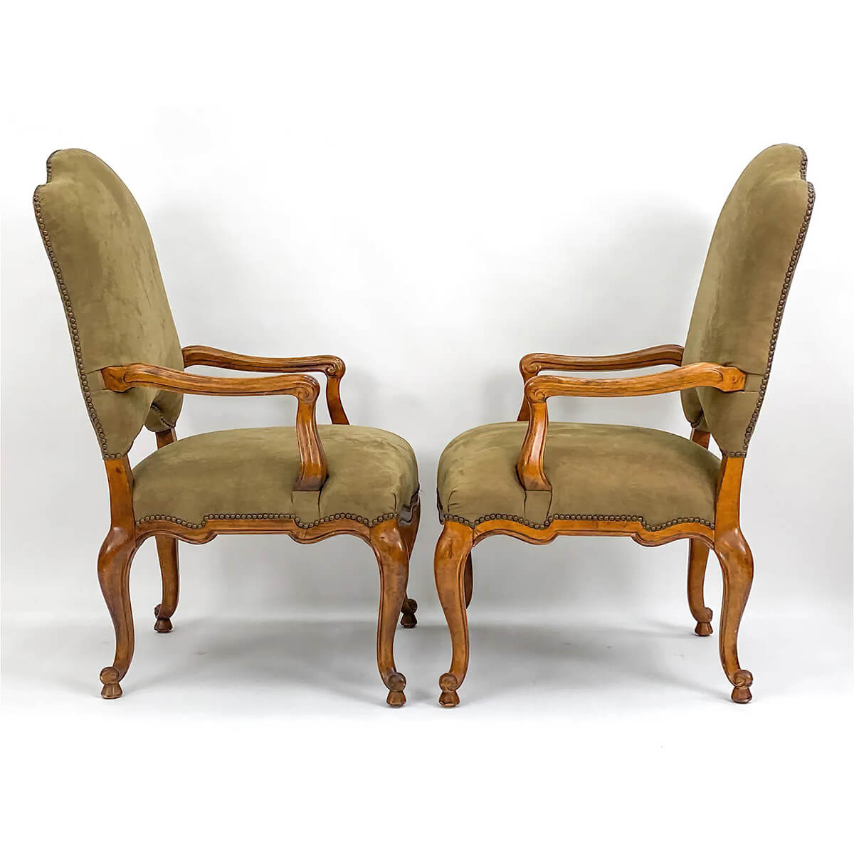 Pair of French Provincial Antique Armchairs - English Georgian America