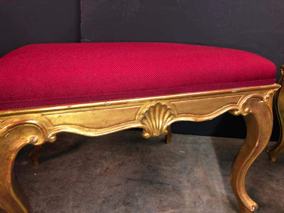 Pair of George III Style Gilt Stools - English Georgian America