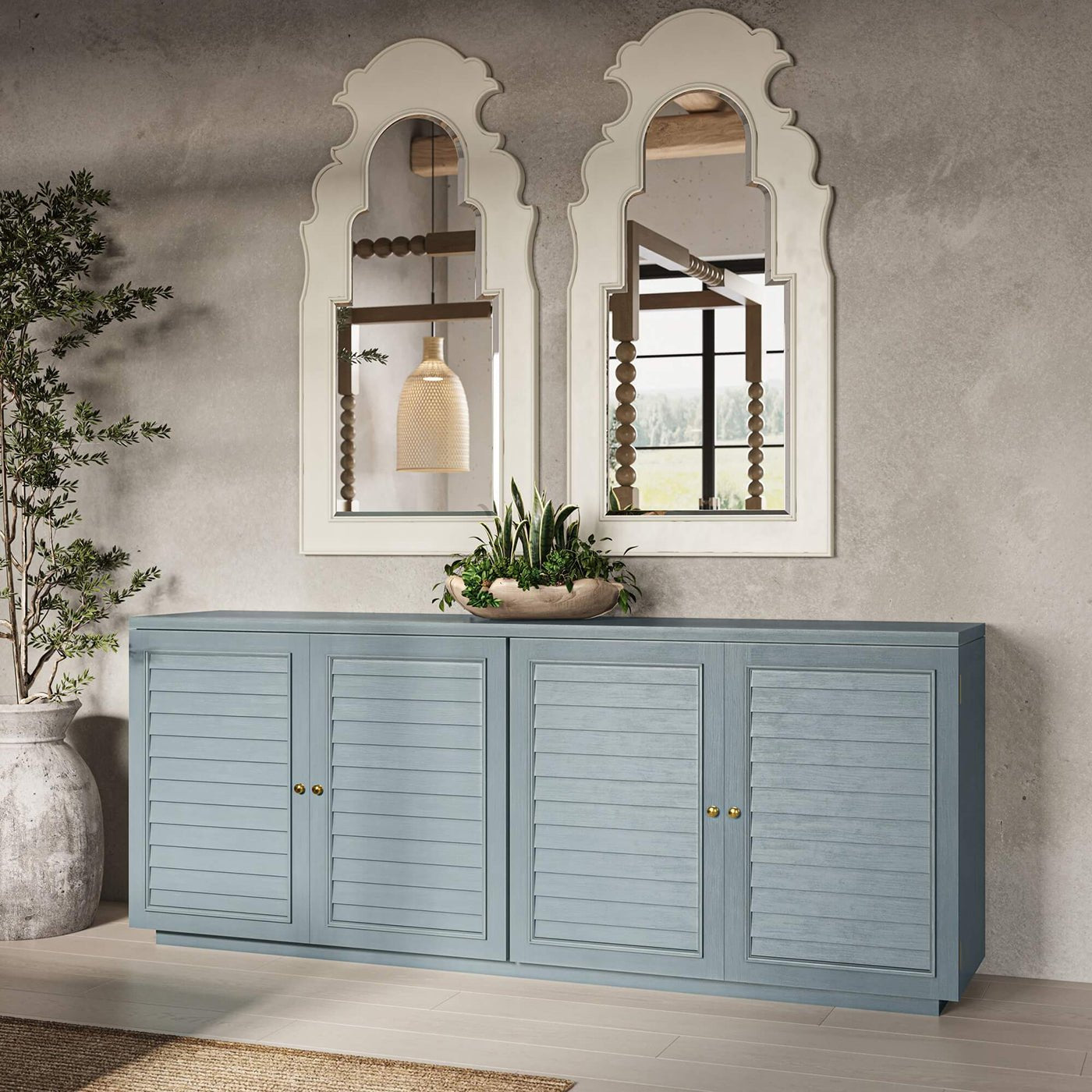 Pair of Jeffe Painted Wall Mirrors - English Georgian America