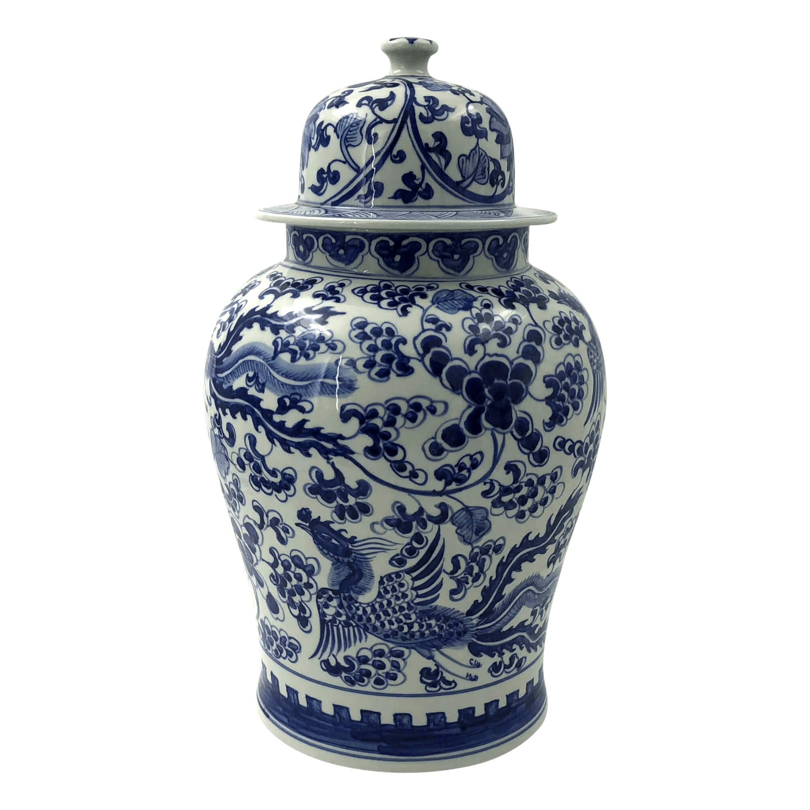 Pair of Large Blue and White Ginger Jars - English Georgian America