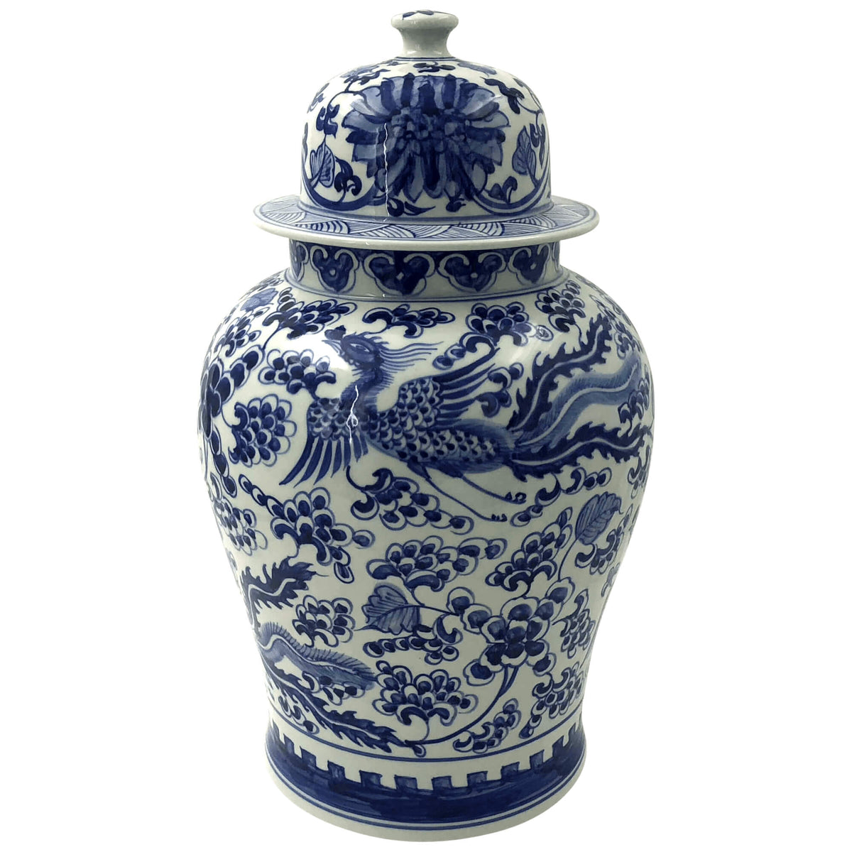 Pair of Large Blue and White Ginger Jars - English Georgian America