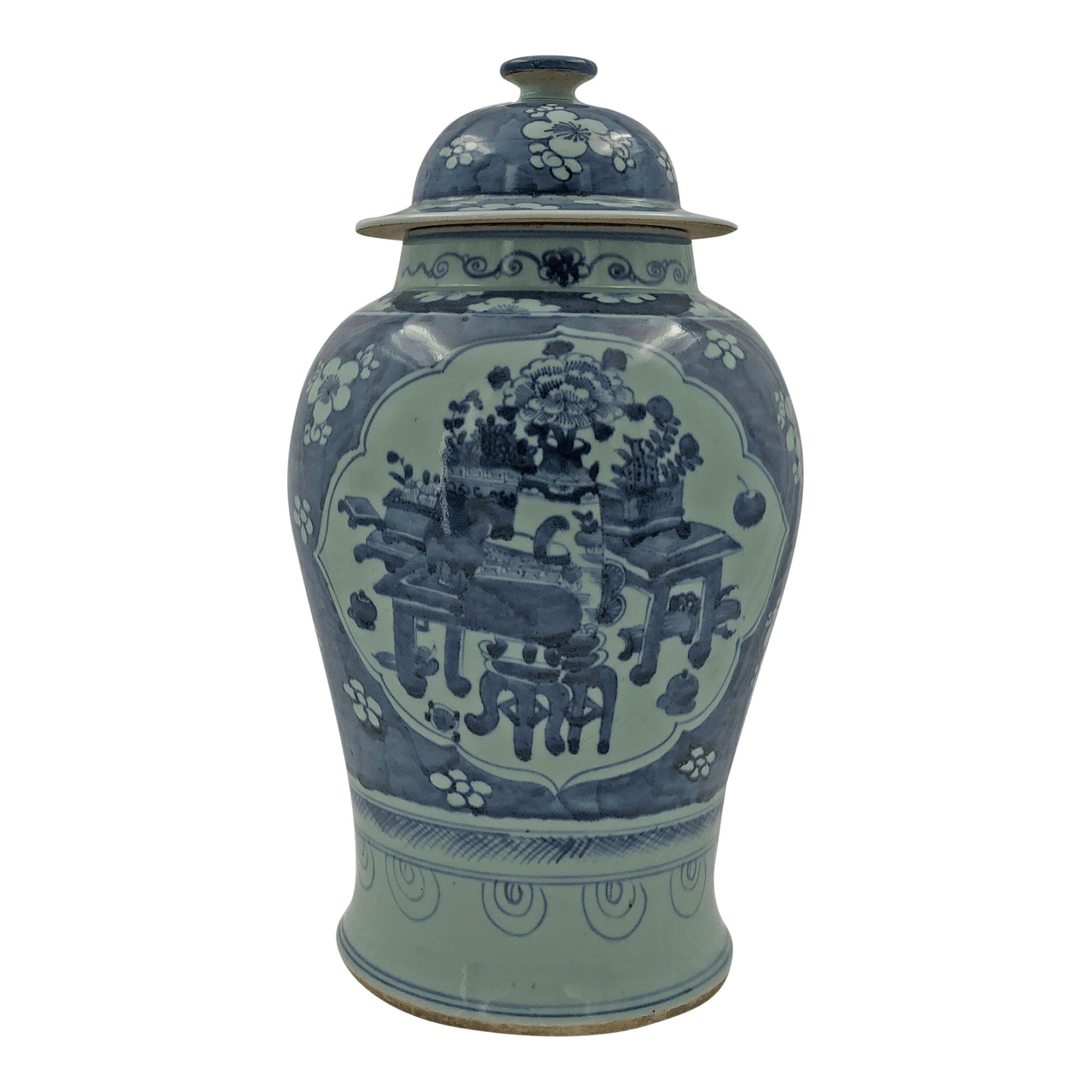 Pair of Large Chinese Still Life Temple Jar - English Georgian America