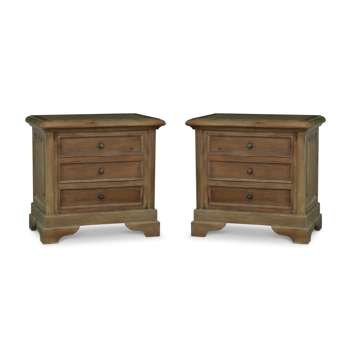 Pair of Mahogany Solid Wood Nightstands - English Georgian America