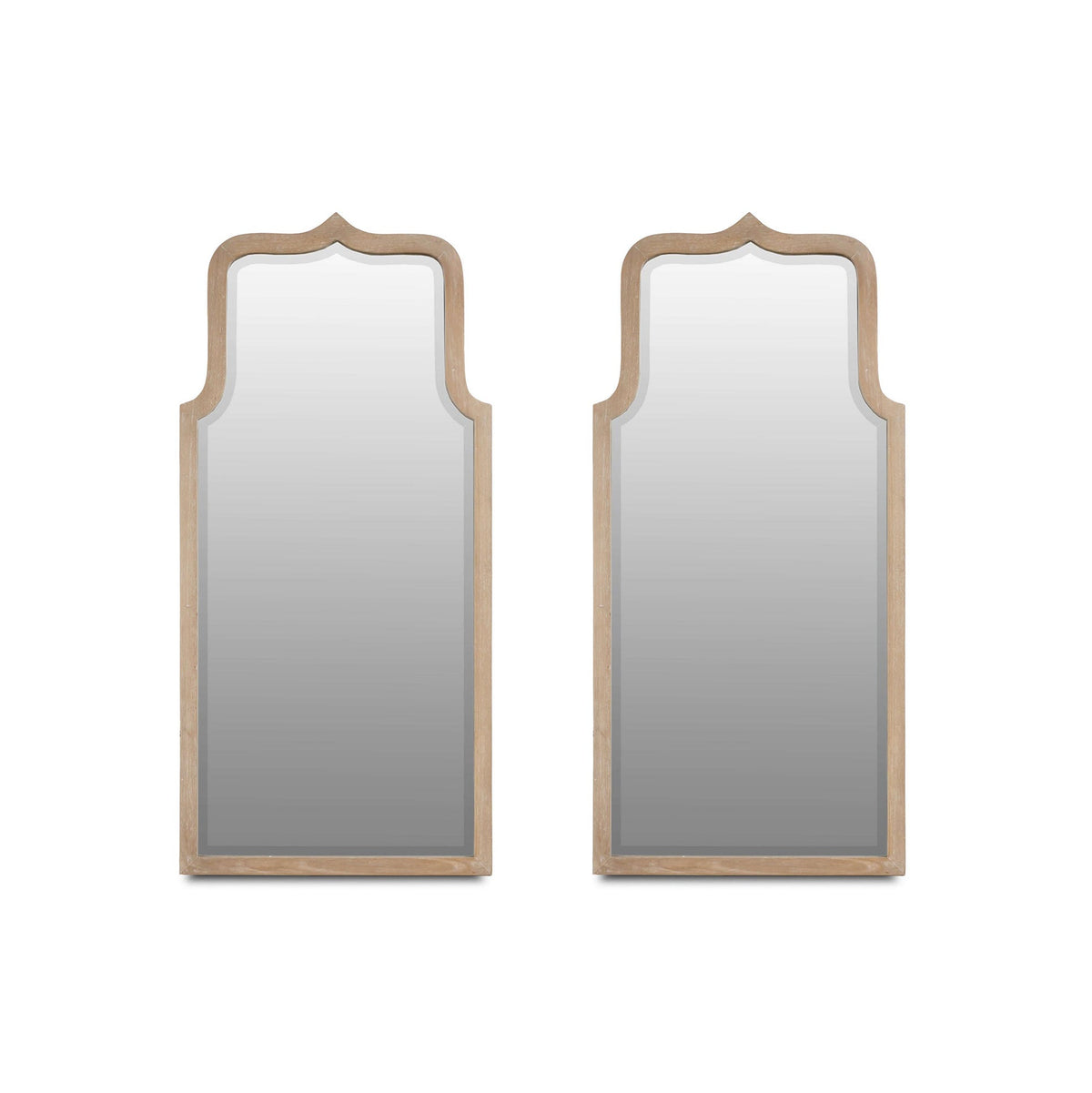 Pair of Modern Mirrors with Wooden Frame - English Georgian America