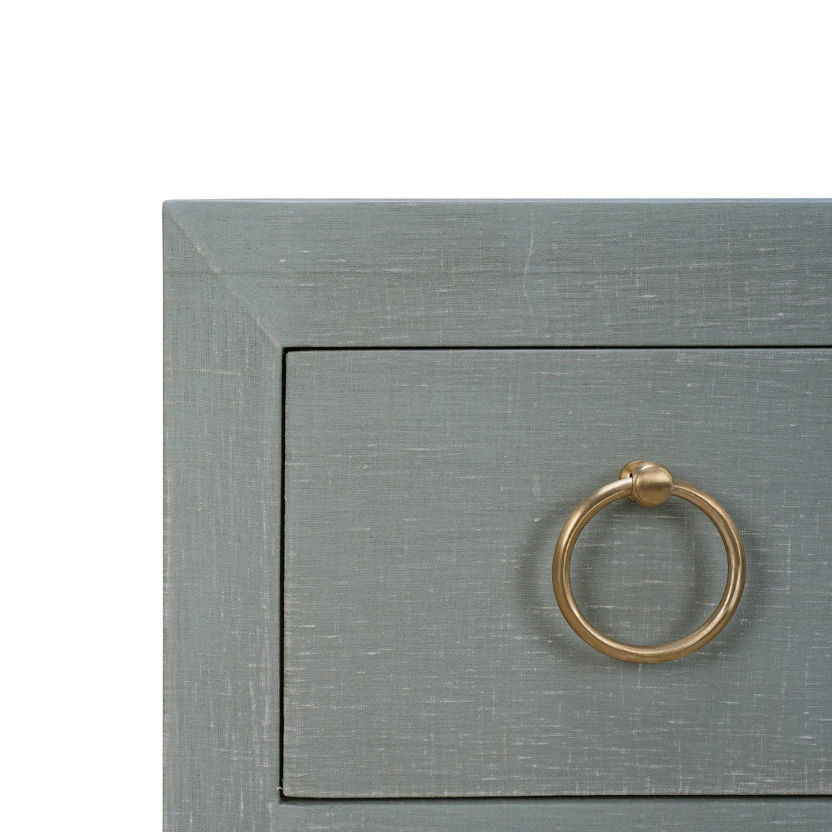 Pale Blue Linen Wrapped Modern Chest of Drawers - English Georgian America