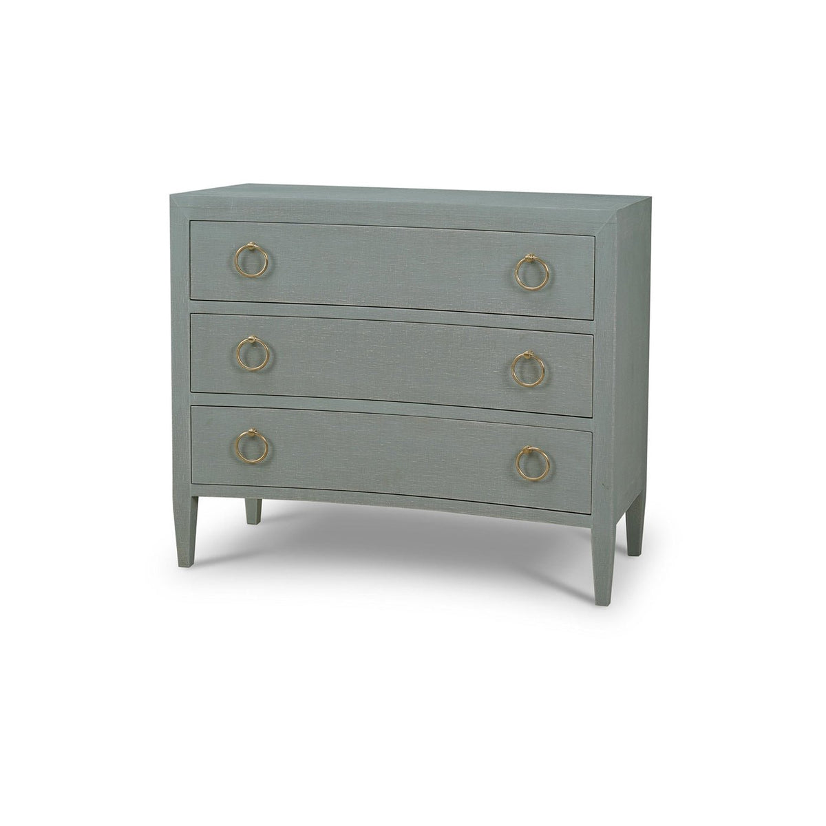 Pale Blue Linen Wrapped Modern Chest of Drawers - English Georgian America