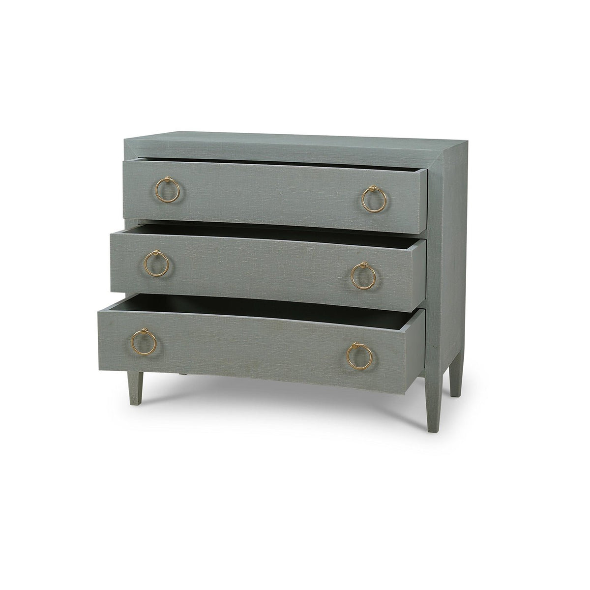 Pale Blue Linen Wrapped Modern Chest of Drawers - English Georgian America