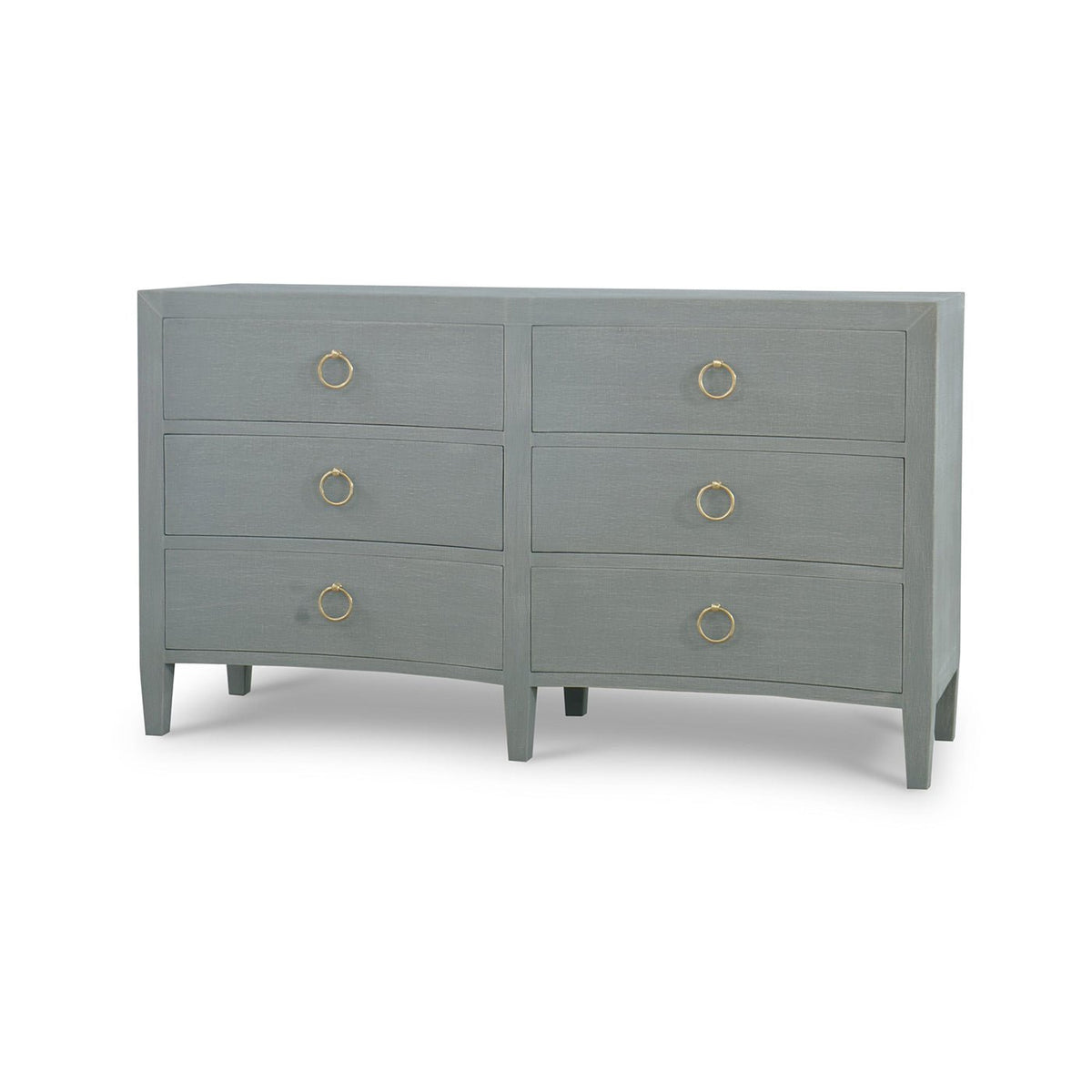 Pale Blue Linen Wrapped Modern Dresser - English Georgian America