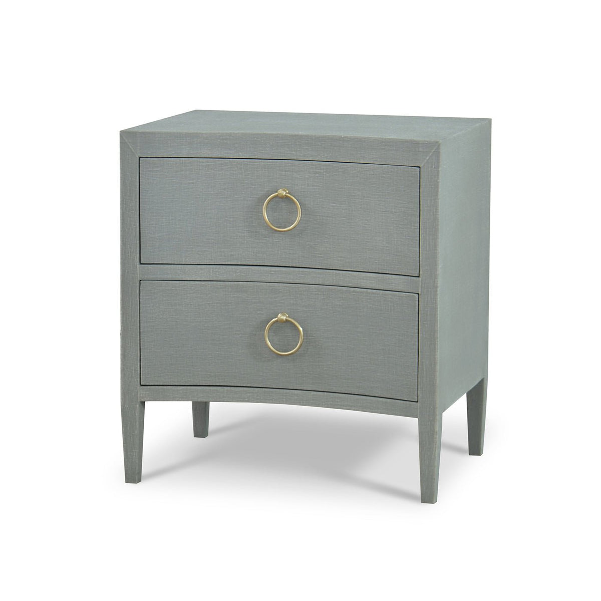 Pale Blue Linen Wrapped Modern Nightstand - English Georgian America