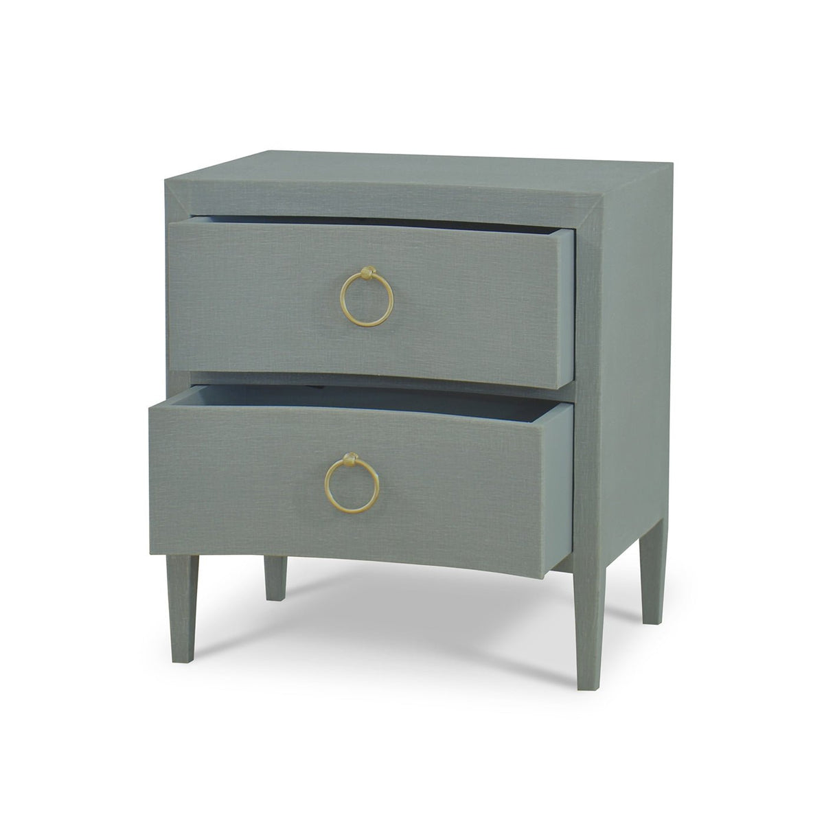Pale Blue Linen Wrapped Modern Nightstand - English Georgian America