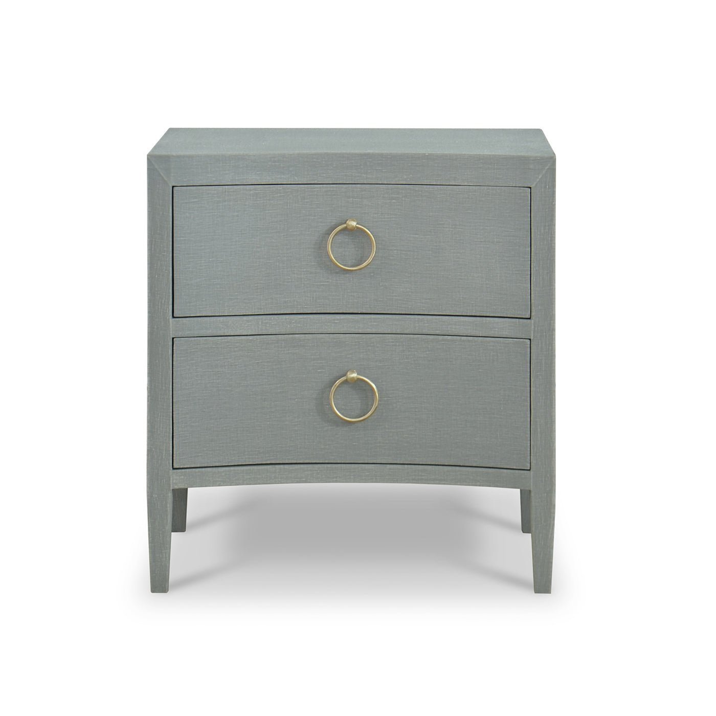 Pale Blue Linen Wrapped Modern Nightstand - English Georgian America