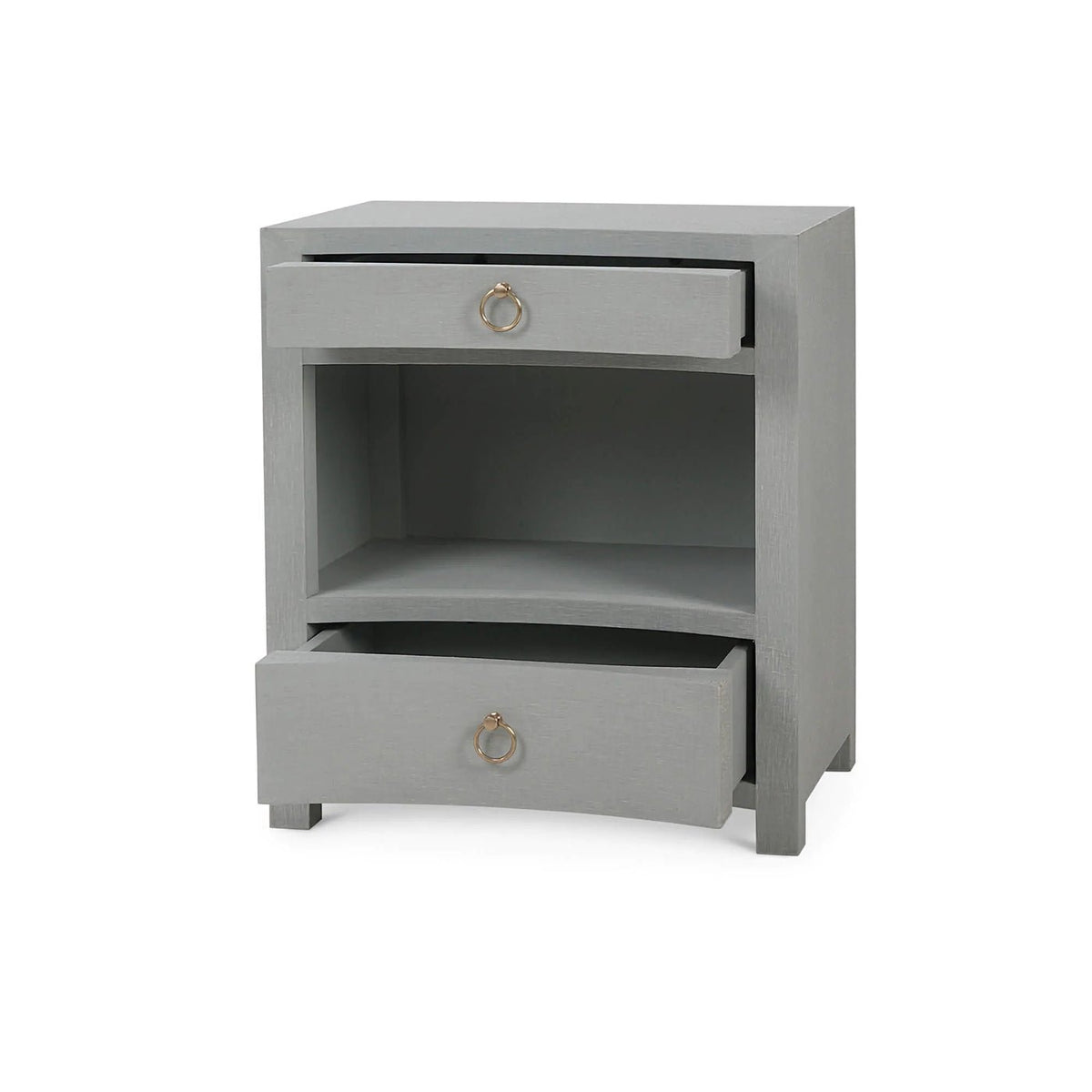 Pale Blue Linen Wrapped Nightstand - English Georgian America