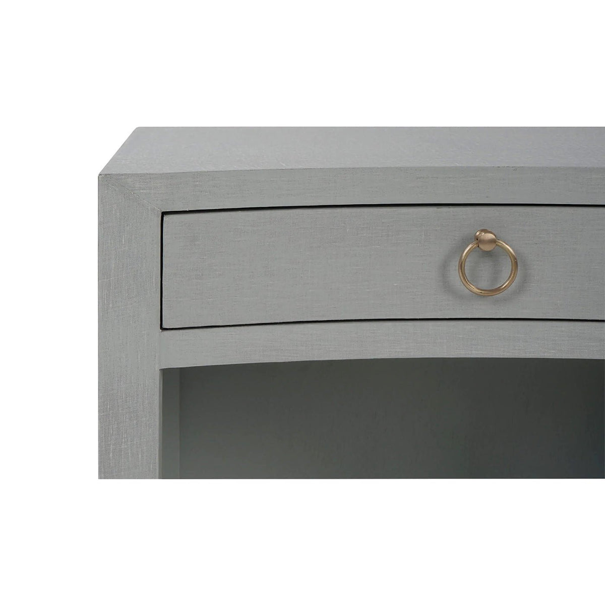 Pale Blue Linen Wrapped Nightstand - English Georgian America