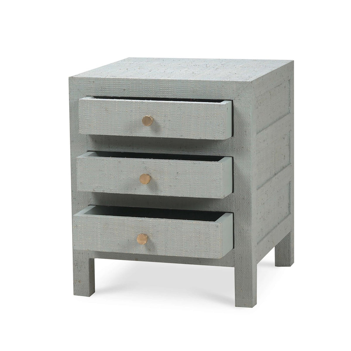 Pale Blue Raffia Bedside Table - English Georgian America