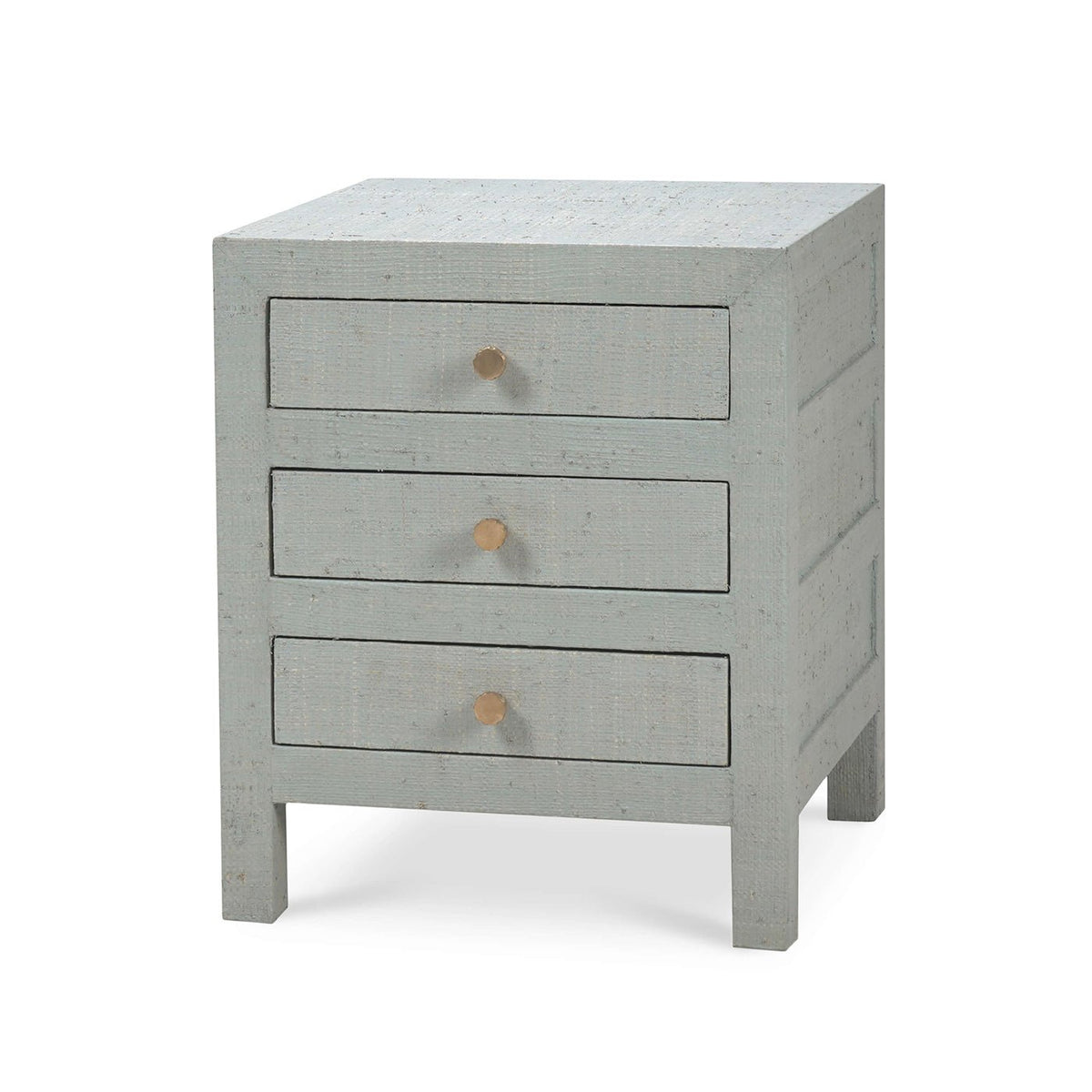 Pale Blue Raffia Bedside Table - English Georgian America