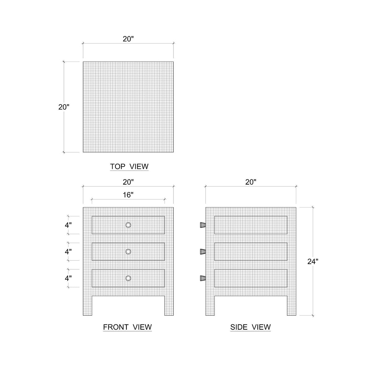 Pale Blue Raffia Bedside Table - English Georgian America