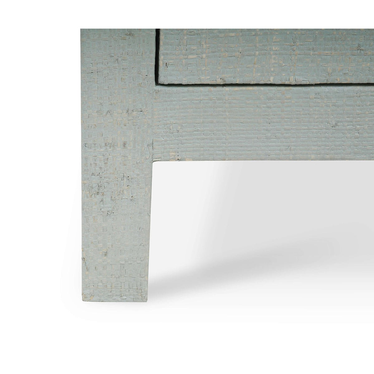 Pale Blue Raffia Bedside Table - English Georgian America