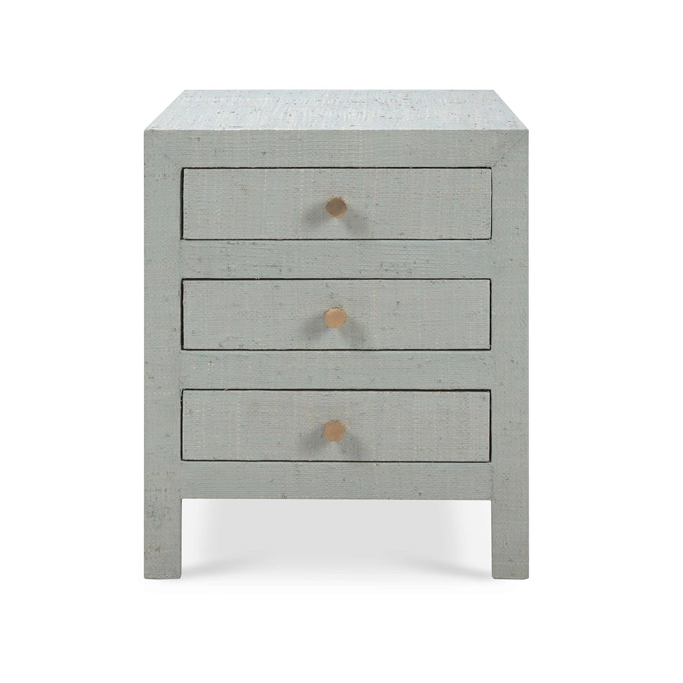 Pale Blue Raffia Bedside Table - English Georgian America