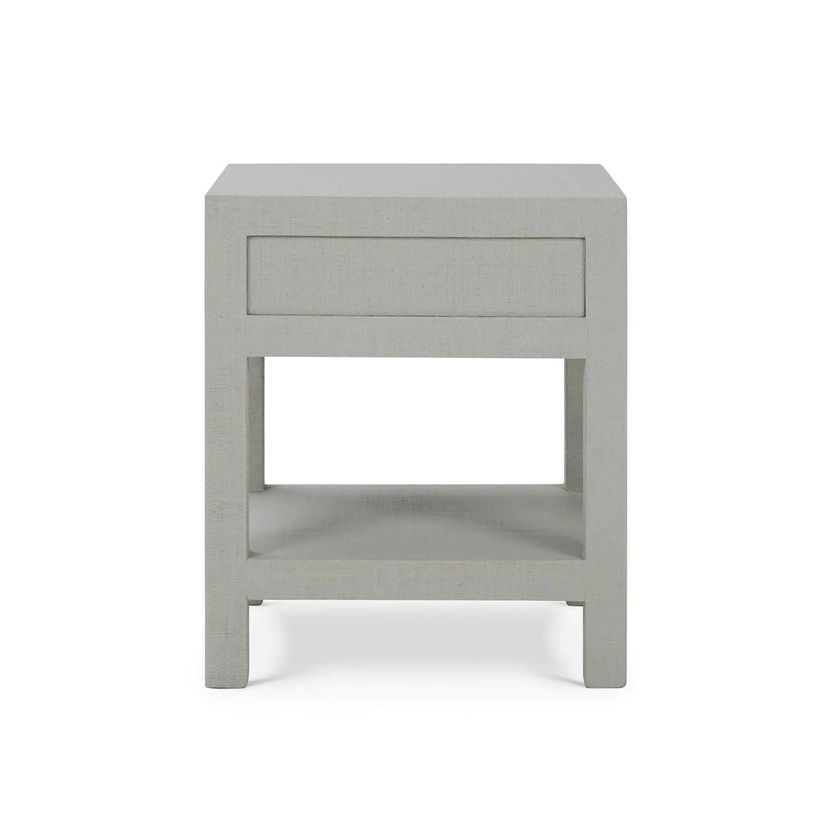 Pale Blue Wash Raffia Wrapped Nightstand - English Georgian America