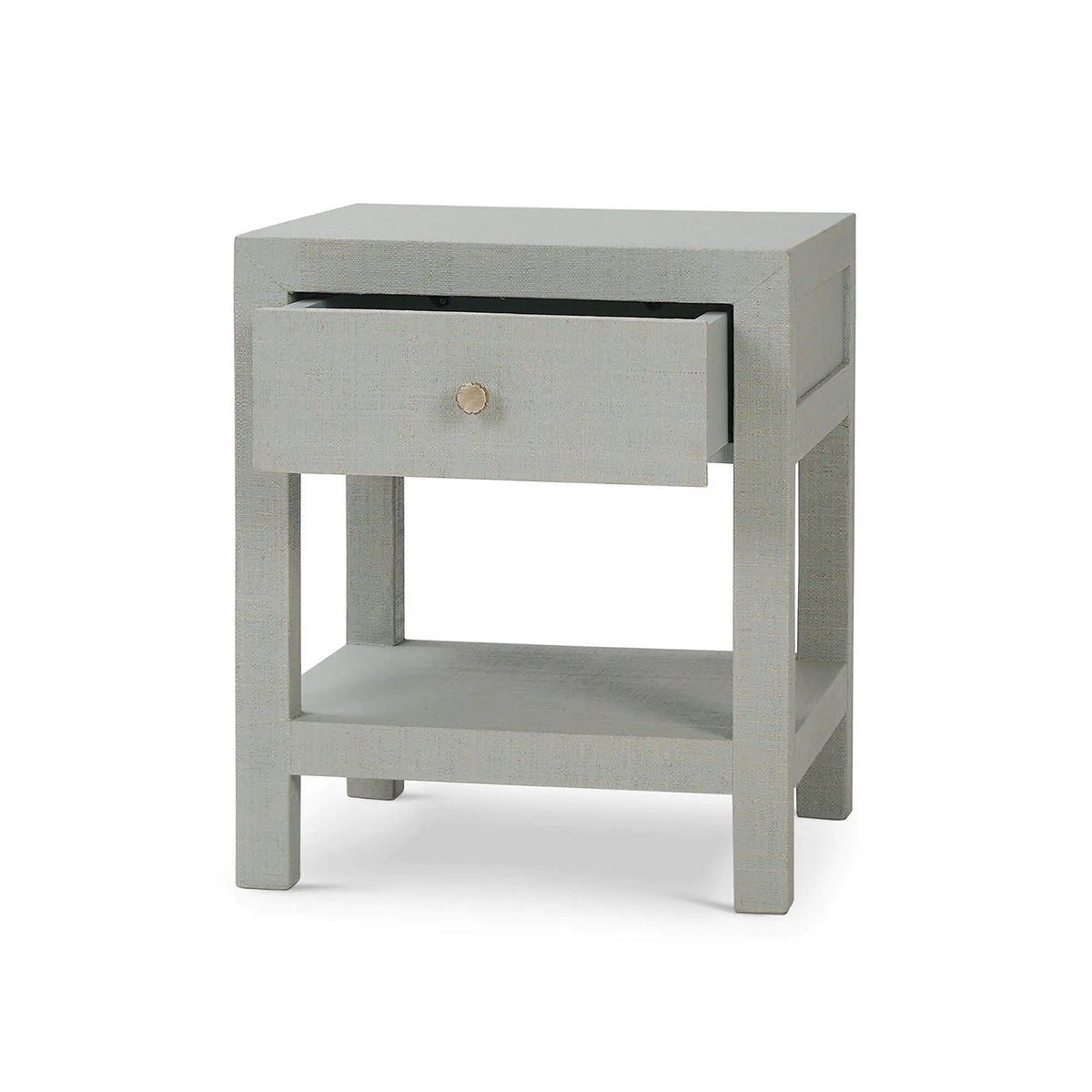 Pale Blue Wash Raffia Wrapped Nightstand - English Georgian America