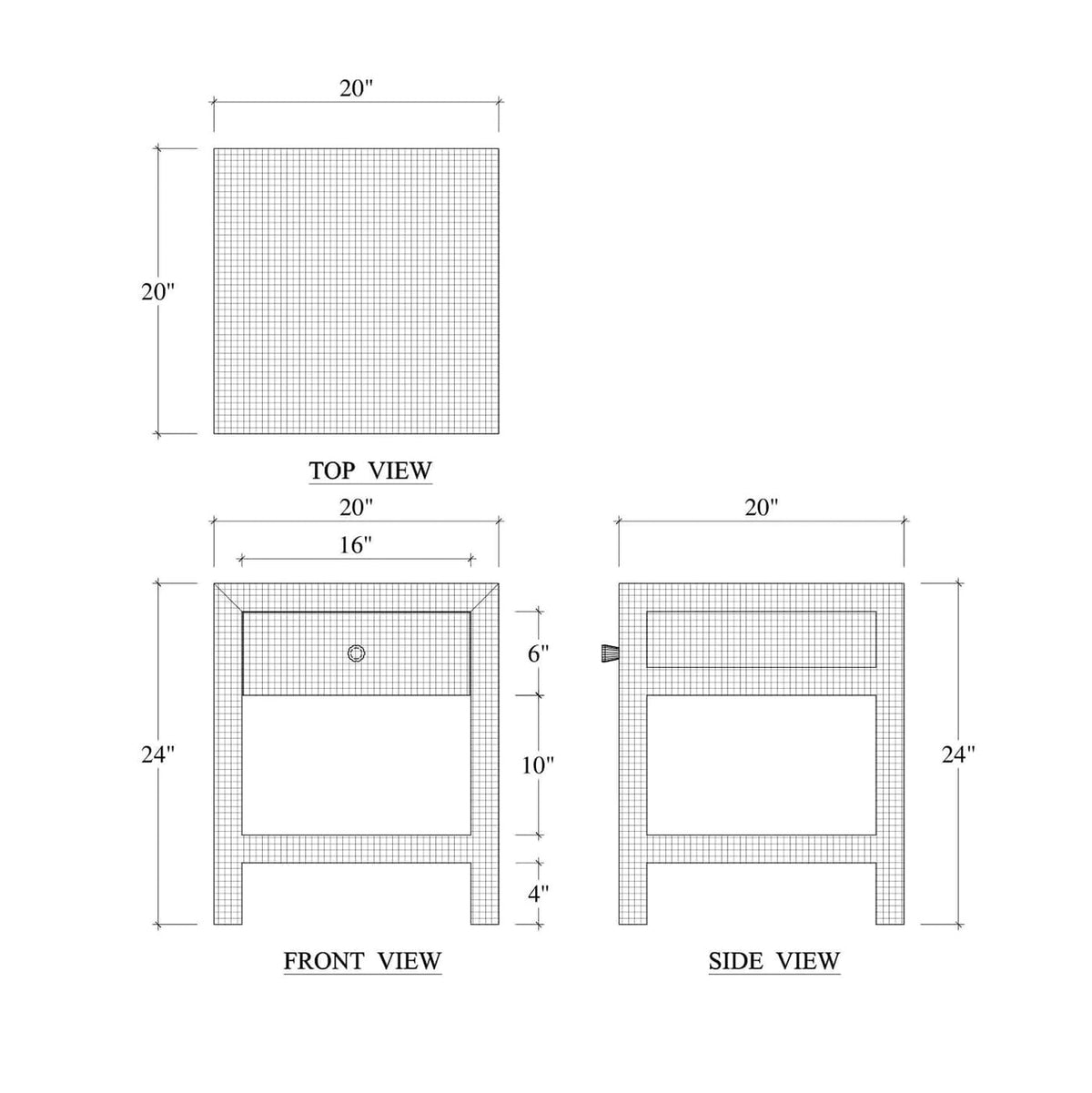 Pale Blue Wash Raffia Wrapped Nightstand - English Georgian America