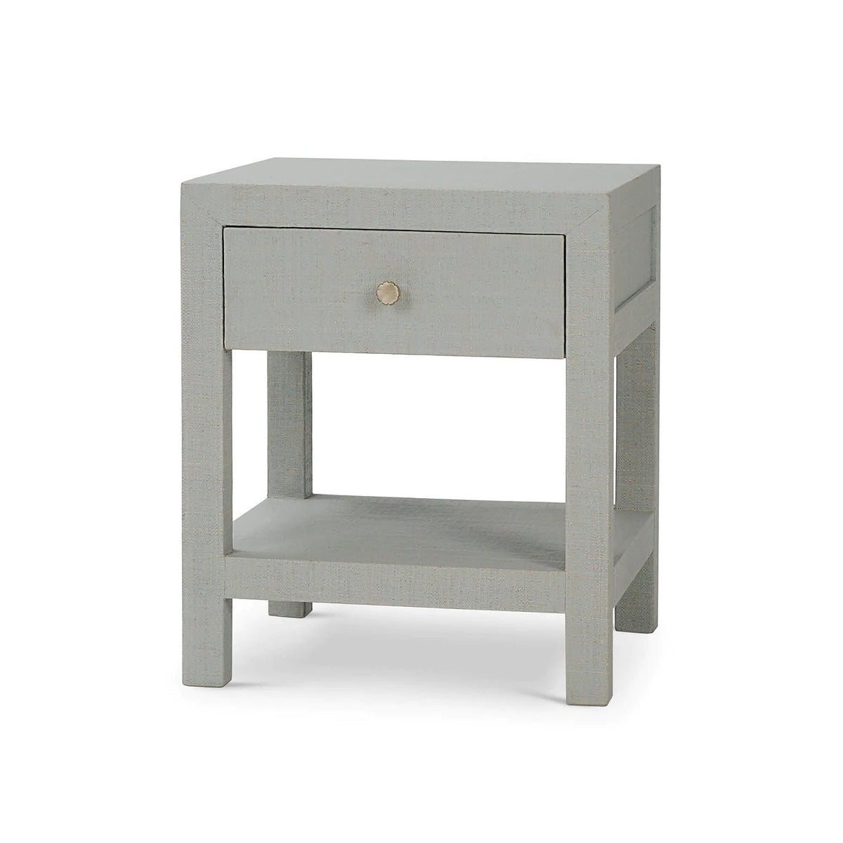 Pale Blue Wash Raffia Wrapped Nightstand - English Georgian America