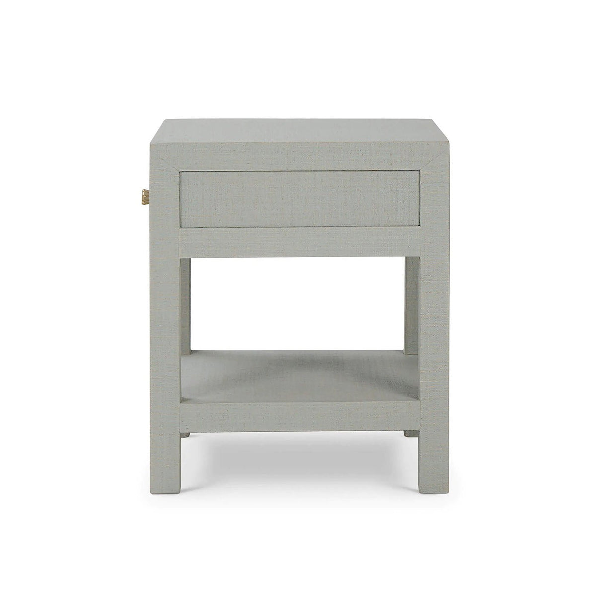 Pale Blue Wash Raffia Wrapped Nightstand - English Georgian America