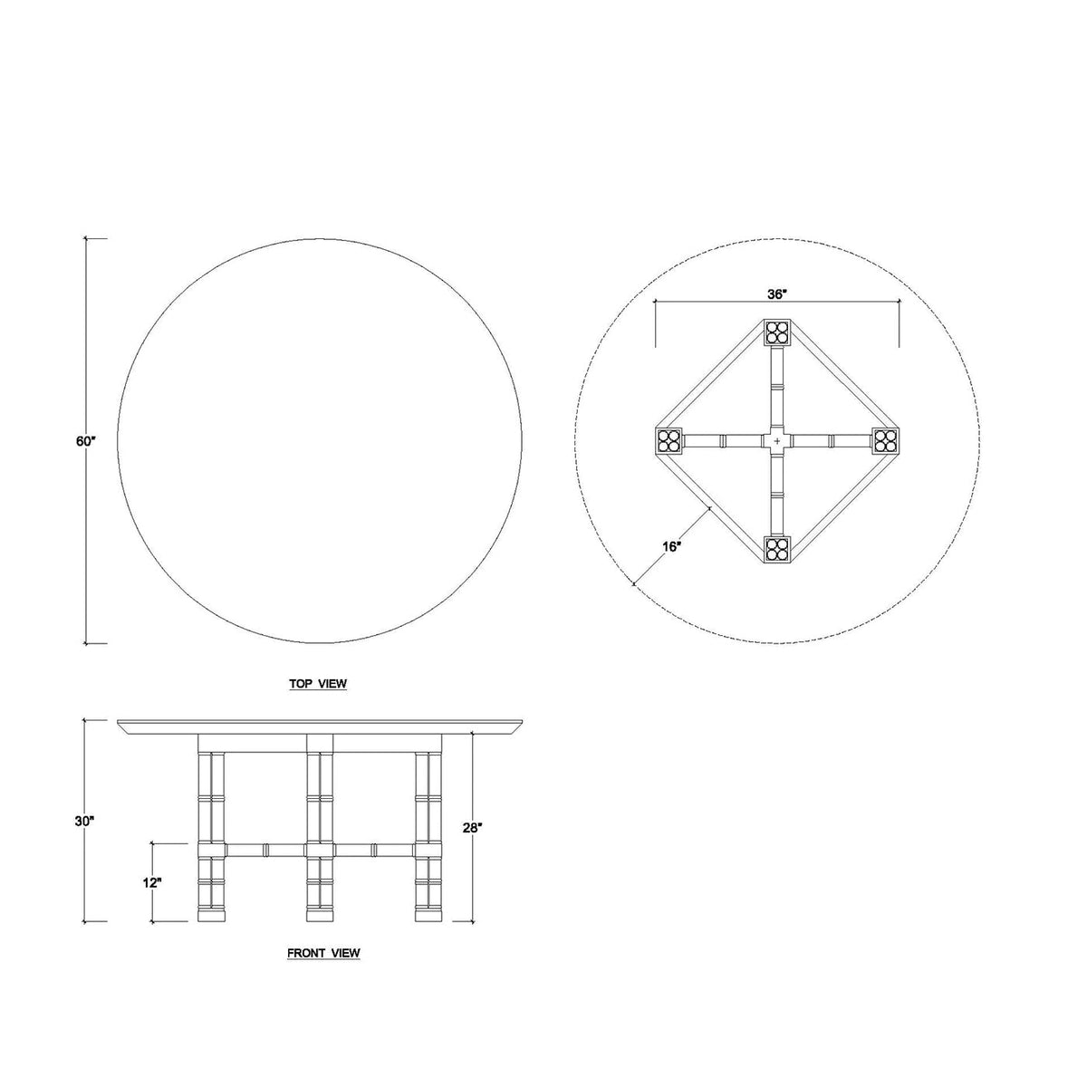 Palm Beach Regency Round Dining Table - English Georgian America