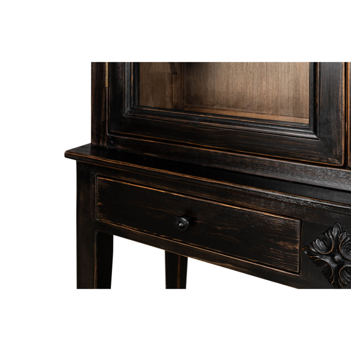 Provincial Ebonized Display Cabinet - English Georgian America