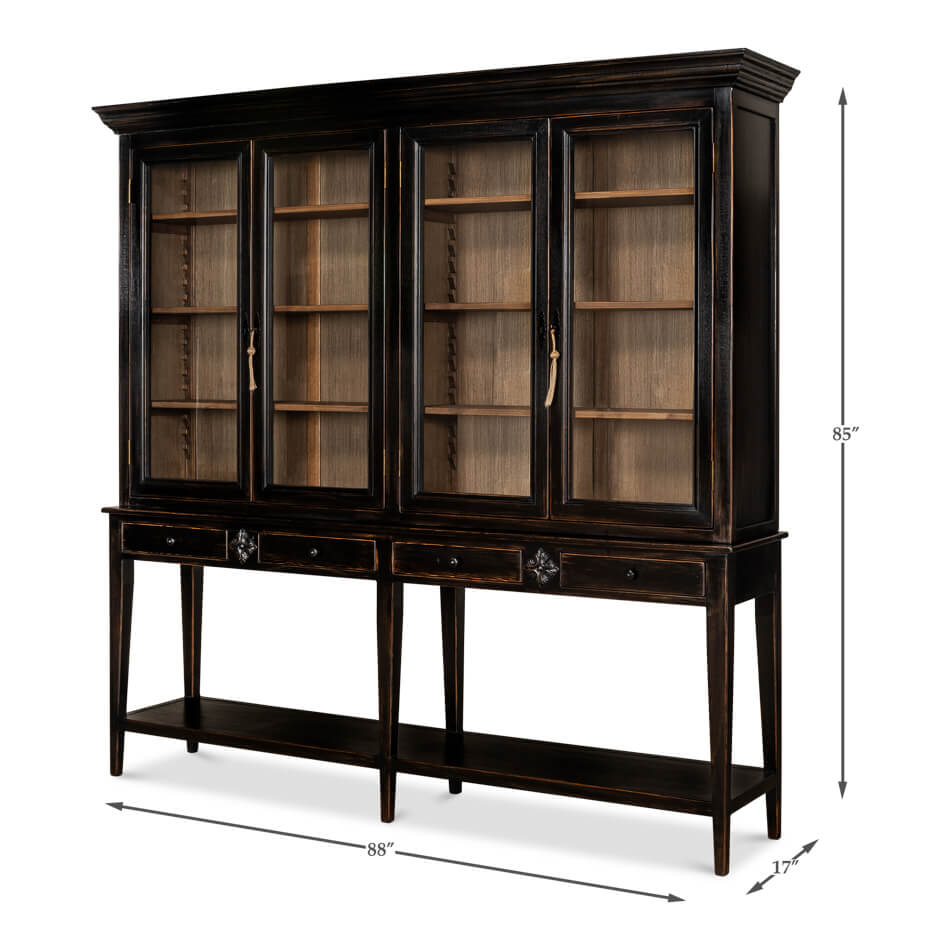 Provincial Ebonized Display Cabinet - English Georgian America