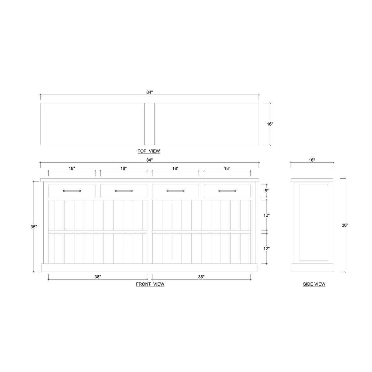 Provincial Painted Open Buffet - English Georgian America