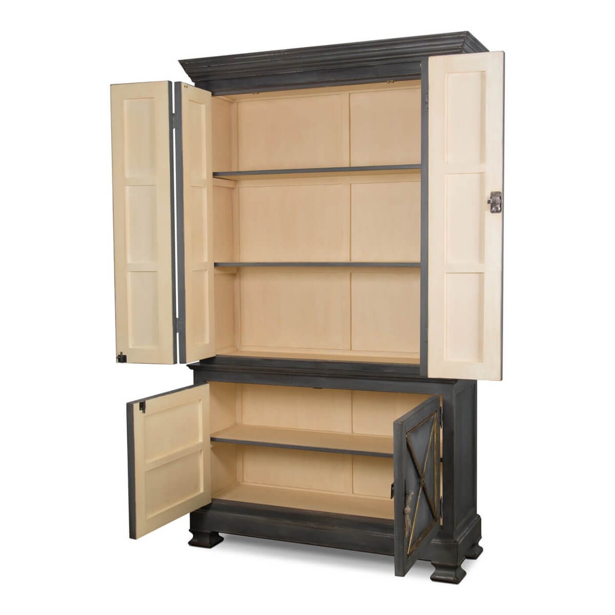 Provincial Painted Tall Bookcase - Grey - English Georgian America