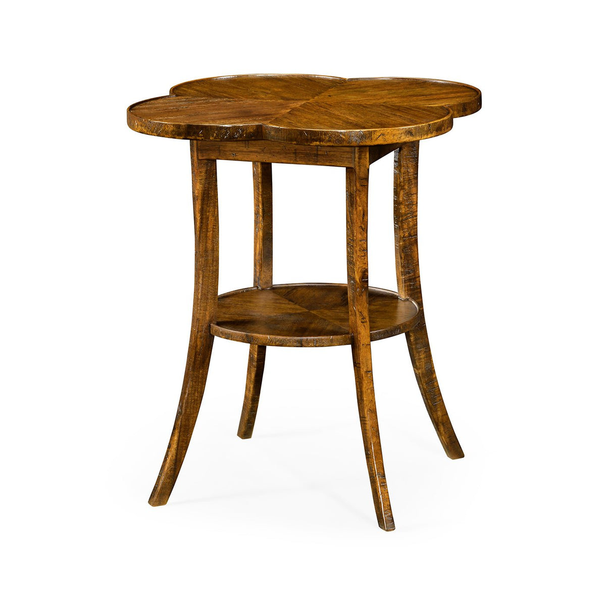 Quatrefoil French Country End Table - Walnut Finish - English Georgian America