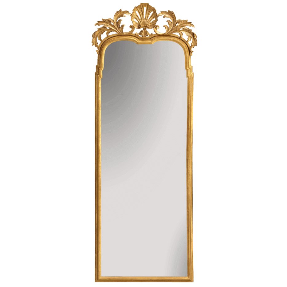Queen Anne Gilt Frame Mirror with Shell Decoration - English Georgian America