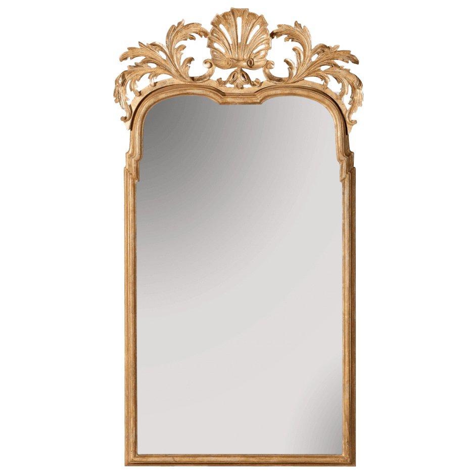 Queen Anne Mirror - Carved Giltwood Shell - English Georgian America