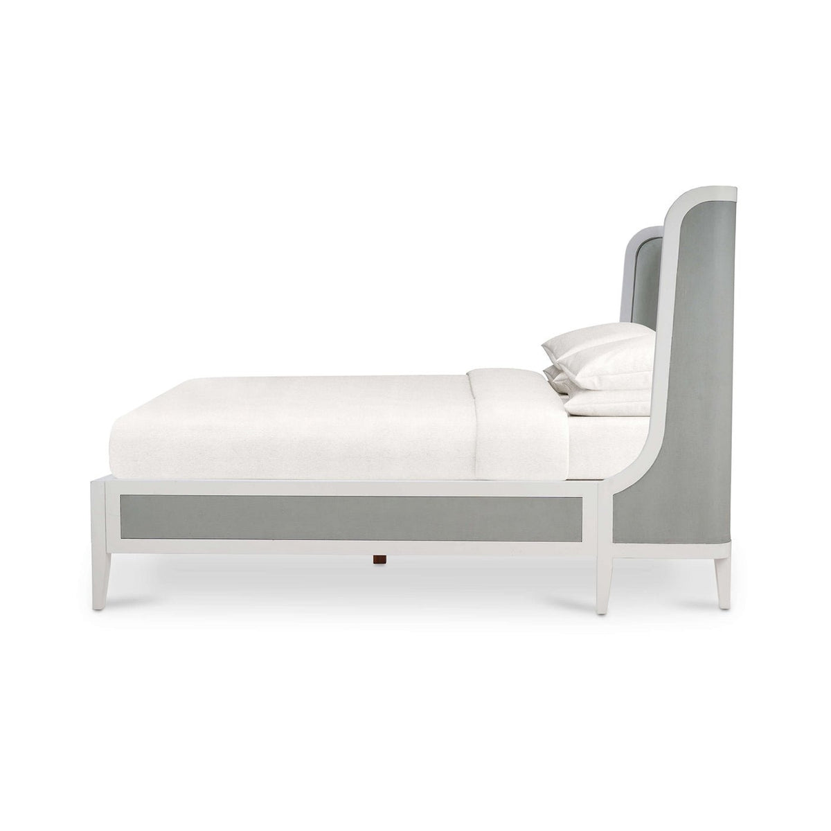 Queen Upholstered and Linen Wrapped Bed - English Georgian America