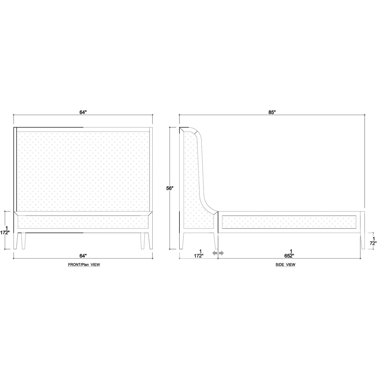 Queen Upholstered and Linen Wrapped Bed - English Georgian America