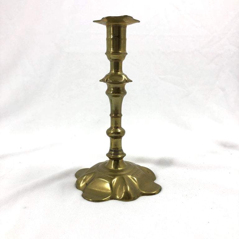 Rare Pair of Queen Anne Brass Candlesticks - English Georgian America