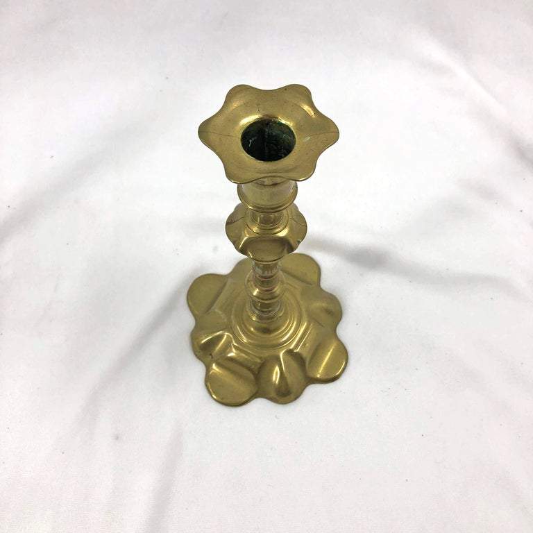 Rare Pair of Queen Anne Brass Candlesticks - English Georgian America
