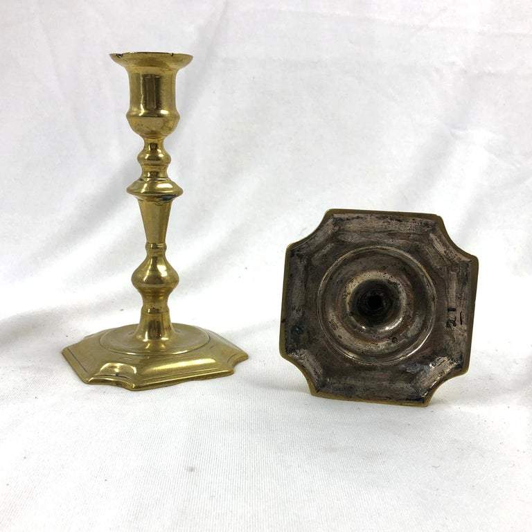 Rare Queen Anne Brass Candlesticks - English Georgian America